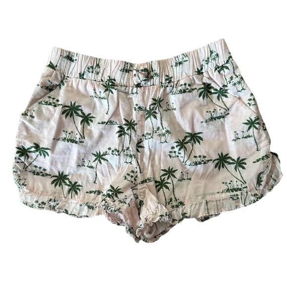 Janie and Jack Girls Size 6 Pink Palm Tree Shorts Pull On Elastic Waist - Picture 1 of 4
